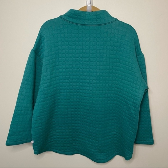 T by TALBOTS‎ Women’s Green Quilted Mock Neck Pullover Top Size 1X Preppy - Picture 4 of 7